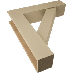 Ekena Millwork - BKTUR0756X34X38TRA05RCPR - Timberthane Faux Wood Traditional Style Bracket w/ Offset Brace, Block Ends, 7 1/2"W x 34"D x 38"H, Primed Tan
