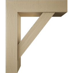 Ekena Millwork - BKTUR0756X34X40TRA05RCPR - Timberthane Faux Wood Traditional Style Bracket w/ Offset Brace, Block Ends, 7 1/2"W x 34"D x 40"H, Primed Tan
