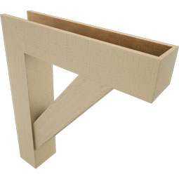 Ekena Millwork - BKTUR0756X34X40TRA05RCPR - Timberthane Faux Wood Traditional Style Bracket w/ Offset Brace, Block Ends, 7 1/2"W x 34"D x 40"H, Primed Tan
