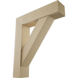 Ekena Millwork - BKTUR0756X34X40TRA05RCPR - Timberthane Faux Wood Traditional Style Bracket w/ Offset Brace, Block Ends, 7 1/2"W x 34"D x 40"H, Primed Tan