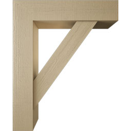 Ekena Millwork - BKTUR0756X34X42TRA05RCPR - Timberthane Faux Wood Traditional Style Bracket w/ Offset Brace, Block Ends, 7 1/2"W x 34"D x 42"H, Primed Tan