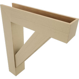 Ekena Millwork - BKTUR0756X34X42TRA05RCPR - Timberthane Faux Wood Traditional Style Bracket w/ Offset Brace, Block Ends, 7 1/2"W x 34"D x 42"H, Primed Tan