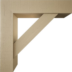 Ekena Millwork - BKTUR0756X36X36TRA05RCPR - Timberthane Faux Wood Traditional Style Bracket w/ Offset Brace, Block Ends, 7 1/2"W x 36"D x 36"H, Primed Tan