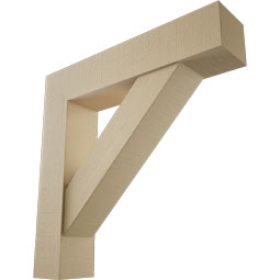 Ekena Millwork - BKTUR0756X36X36TRA05RCPR - Timberthane Faux Wood Traditional Style Bracket w/ Offset Brace, Block Ends, 7 1/2"W x 36"D x 36"H, Primed Tan