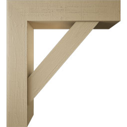 Ekena Millwork - BKTUR0756X36X40TRA05RCPR - Timberthane Faux Wood Traditional Style Bracket w/ Offset Brace, Block Ends, 7 1/2"W x 36"D x 40"H, Primed Tan