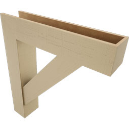 Ekena Millwork - BKTUR0756X36X40TRA05RCPR - Timberthane Faux Wood Traditional Style Bracket w/ Offset Brace, Block Ends, 7 1/2"W x 36"D x 40"H, Primed Tan