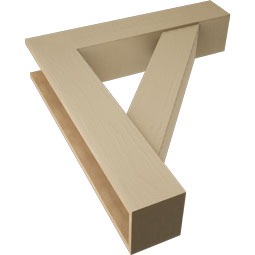 Ekena Millwork - BKTUR0756X36X40TRA05RCPR - Timberthane Faux Wood Traditional Style Bracket w/ Offset Brace, Block Ends, 7 1/2"W x 36"D x 40"H, Primed Tan