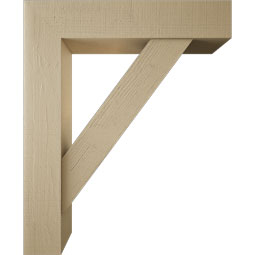 Ekena Millwork - BKTUR0756X36X44TRA05RCPR - Timberthane Faux Wood Traditional Style Bracket w/ Offset Brace, Block Ends, 7 1/2"W x 36"D x 44"H, Primed Tan
