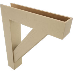 Ekena Millwork - BKTUR0756X36X44TRA05RCPR - Timberthane Faux Wood Traditional Style Bracket w/ Offset Brace, Block Ends, 7 1/2"W x 36"D x 44"H, Primed Tan