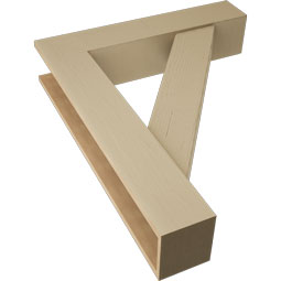 Ekena Millwork - BKTUR0756X36X44TRA05RCPR - Timberthane Faux Wood Traditional Style Bracket w/ Offset Brace, Block Ends, 7 1/2"W x 36"D x 44"H, Primed Tan