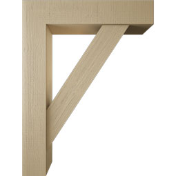 Ekena Millwork - BKTUR0756X36X48TRA05RCPR - Timberthane Faux Wood Traditional Style Bracket w/ Offset Brace, Block Ends, 7 1/2"W x 36"D x 48"H, Primed Tan