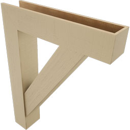 Ekena Millwork - BKTUR0756X36X48TRA05RCPR - Timberthane Faux Wood Traditional Style Bracket w/ Offset Brace, Block Ends, 7 1/2"W x 36"D x 48"H, Primed Tan