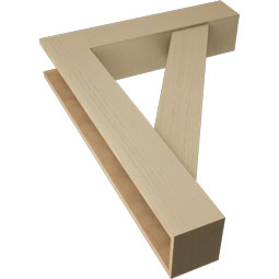 Ekena Millwork - BKTUR0756X36X48TRA05RCPR - Timberthane Faux Wood Traditional Style Bracket w/ Offset Brace, Block Ends, 7 1/2"W x 36"D x 48"H, Primed Tan