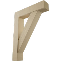 Ekena Millwork - BKTUR0756X36X48TRA05RCPR - Timberthane Faux Wood Traditional Style Bracket w/ Offset Brace, Block Ends, 7 1/2"W x 36"D x 48"H, Primed Tan