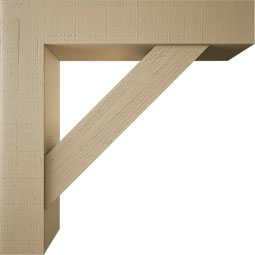 Ekena Millwork - BKTUR0756X38X38TRA05RCPR - Timberthane Faux Wood Traditional Style Bracket w/ Offset Brace, Block Ends, 7 1/2"W x 38"D x 38"H, Primed Tan