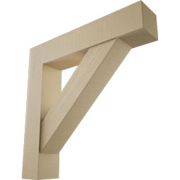 Ekena Millwork - BKTUR0756X38X38TRA05RCPR - Timberthane Faux Wood Traditional Style Bracket w/ Offset Brace, Block Ends, 7 1/2"W x 38"D x 38"H, Primed Tan