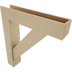 Ekena Millwork - BKTUR0756X38X44TRA05RCPR - Timberthane Faux Wood Traditional Style Bracket w/ Offset Brace, Block Ends, 7 1/2"W x 38"D x 44"H, Primed Tan