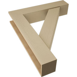 Ekena Millwork - BKTUR0756X38X44TRA05RCPR - Timberthane Faux Wood Traditional Style Bracket w/ Offset Brace, Block Ends, 7 1/2"W x 38"D x 44"H, Primed Tan