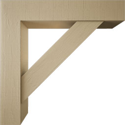Ekena Millwork - BKTUR0756X40X40TRA05RCPR - Timberthane Faux Wood Traditional Style Bracket w/ Offset Brace, Block Ends, 7 1/2"W x 40"D x 40"H, Primed Tan