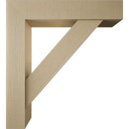 Ekena Millwork - BKTUR0756X40X44TRA05RCPR - Timberthane Faux Wood Traditional Style Bracket w/ Offset Brace, Block Ends, 7 1/2"W x 40"D x 44"H, Primed Tan