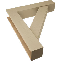 Ekena Millwork - BKTUR0756X40X44TRA05RCPR - Timberthane Faux Wood Traditional Style Bracket w/ Offset Brace, Block Ends, 7 1/2"W x 40"D x 44"H, Primed Tan