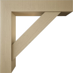Ekena Millwork - BKTUR0756X42X42TRA05RCPR - Timberthane Faux Wood Traditional Style Bracket w/ Offset Brace, Block Ends, 7 1/2"W x 42"D x 42"H, Primed Tan