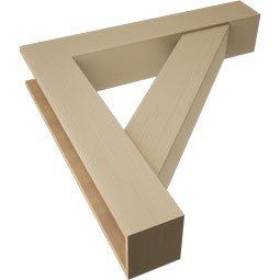 Ekena Millwork - BKTUR0756X42X42TRA05RCPR - Timberthane Faux Wood Traditional Style Bracket w/ Offset Brace, Block Ends, 7 1/2"W x 42"D x 42"H, Primed Tan