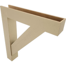 Ekena Millwork - BKTUR0756X42X48TRA05RCPR - Timberthane Faux Wood Traditional Style Bracket w/ Offset Brace, Block Ends, 7 1/2"W x 42"D x 48"H, Primed Tan