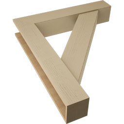 Ekena Millwork - BKTUR0756X42X48TRA05RCPR - Timberthane Faux Wood Traditional Style Bracket w/ Offset Brace, Block Ends, 7 1/2"W x 42"D x 48"H, Primed Tan