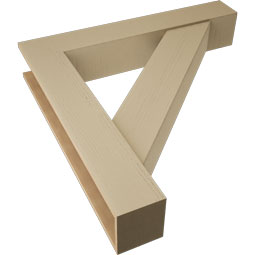 Ekena Millwork - BKTUR0756X44X44TRA05RCPR - Timberthane Faux Wood Traditional Style Bracket w/ Offset Brace, Block Ends, 7 1/2"W x 44"D x 44"H, Primed Tan