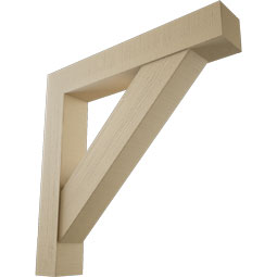 Ekena Millwork - BKTUR0756X46X46TRA05RCPR - Timberthane Faux Wood Traditional Style Bracket w/ Offset Brace, Block Ends, 7 1/2"W x 46"D x 46"H, Primed Tan