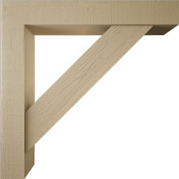 Ekena Millwork - BKTUR0756X48X48TRA05RCPR - Timberthane Faux Wood Traditional Style Bracket w/ Offset Brace, Block Ends, 7 1/2"W x 48"D x 48"H, Primed Tan