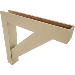 Ekena Millwork - BKTUR0756X48X48TRA05RCPR - Timberthane Faux Wood Traditional Style Bracket w/ Offset Brace, Block Ends, 7 1/2"W x 48"D x 48"H, Primed Tan