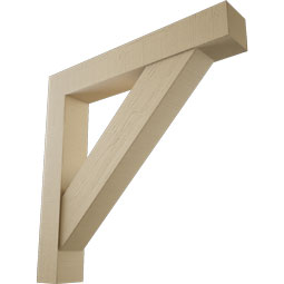 Ekena Millwork - BKTUR0756X48X48TRA05RCPR - Timberthane Faux Wood Traditional Style Bracket w/ Offset Brace, Block Ends, 7 1/2"W x 48"D x 48"H, Primed Tan