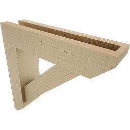 Ekena Millwork - BKTUR0352X14X14TRA06RCPR - Timberthane Faux Wood Traditional Style Bracket w/ Offset Brace, Slat Ends, 3 1/2"W x 14"D x 14"H, Primed Tan