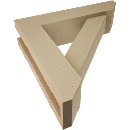 Ekena Millwork - BKTUR0352X14X14TRA06RCPR - Timberthane Faux Wood Traditional Style Bracket w/ Offset Brace, Slat Ends, 3 1/2"W x 14"D x 14"H, Primed Tan