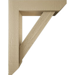 Ekena Millwork - BKTUR0352X14X18TRA06RCPR - Timberthane Faux Wood Traditional Style Bracket w/ Offset Brace, Slat Ends, 3 1/2"W x 14"D x 18"H, Primed Tan