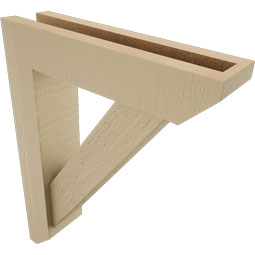 Ekena Millwork - BKTUR0352X14X18TRA06RCPR - Timberthane Faux Wood Traditional Style Bracket w/ Offset Brace, Slat Ends, 3 1/2"W x 14"D x 18"H, Primed Tan