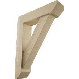 Ekena Millwork - BKTUR0352X14X18TRA06RCPR - Timberthane Faux Wood Traditional Style Bracket w/ Offset Brace, Slat Ends, 3 1/2"W x 14"D x 18"H, Primed Tan