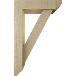Ekena Millwork - BKTUR0352X14X22TRA06RCPR - Timberthane Faux Wood Traditional Style Bracket w/ Offset Brace, Slat Ends, 3 1/2"W x 14"D x 22"H, Primed Tan