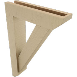 Ekena Millwork - BKTUR0352X14X22TRA06RCPR - Timberthane Faux Wood Traditional Style Bracket w/ Offset Brace, Slat Ends, 3 1/2"W x 14"D x 22"H, Primed Tan