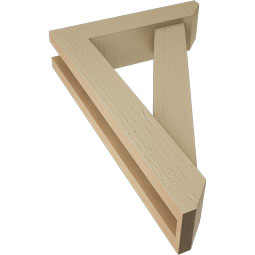 Ekena Millwork - BKTUR0352X14X22TRA06RCPR - Timberthane Faux Wood Traditional Style Bracket w/ Offset Brace, Slat Ends, 3 1/2"W x 14"D x 22"H, Primed Tan
