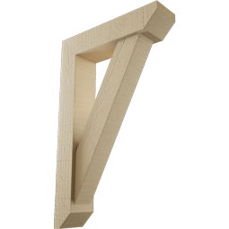 Ekena Millwork - BKTUR0352X14X22TRA06RCPR - Timberthane Faux Wood Traditional Style Bracket w/ Offset Brace, Slat Ends, 3 1/2"W x 14"D x 22"H, Primed Tan