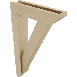 Ekena Millwork - BKTUR0352X14X26TRA06RCPR - Timberthane Faux Wood Traditional Style Bracket w/ Offset Brace, Slat Ends, 3 1/2"W x 14"D x 26"H, Primed Tan