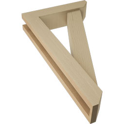 Ekena Millwork - BKTUR0352X14X26TRA06RCPR - Timberthane Faux Wood Traditional Style Bracket w/ Offset Brace, Slat Ends, 3 1/2"W x 14"D x 26"H, Primed Tan