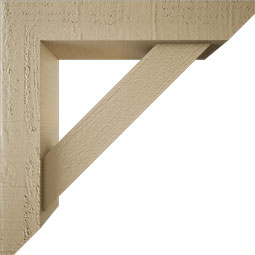 Ekena Millwork - BKTUR0352X16X16TRA06RCPR - Timberthane Faux Wood Traditional Style Bracket w/ Offset Brace, Slat Ends, 3 1/2"W x 16"D x 16"H, Primed Tan