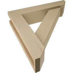 Ekena Millwork - BKTUR0352X16X16TRA06RCPR - Timberthane Faux Wood Traditional Style Bracket w/ Offset Brace, Slat Ends, 3 1/2"W x 16"D x 16"H, Primed Tan