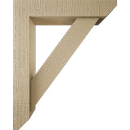 Ekena Millwork - BKTUR0352X16X20TRA06RCPR - Timberthane Faux Wood Traditional Style Bracket w/ Offset Brace, Slat Ends, 3 1/2"W x 16"D x 20"H, Primed Tan
