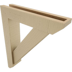 Ekena Millwork - BKTUR0352X16X20TRA06RCPR - Timberthane Faux Wood Traditional Style Bracket w/ Offset Brace, Slat Ends, 3 1/2"W x 16"D x 20"H, Primed Tan