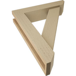 Ekena Millwork - BKTUR0352X16X20TRA06RCPR - Timberthane Faux Wood Traditional Style Bracket w/ Offset Brace, Slat Ends, 3 1/2"W x 16"D x 20"H, Primed Tan